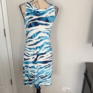 Tommy Bahama Darcy Zanzebra Sheath Dress Blue And White Size Small